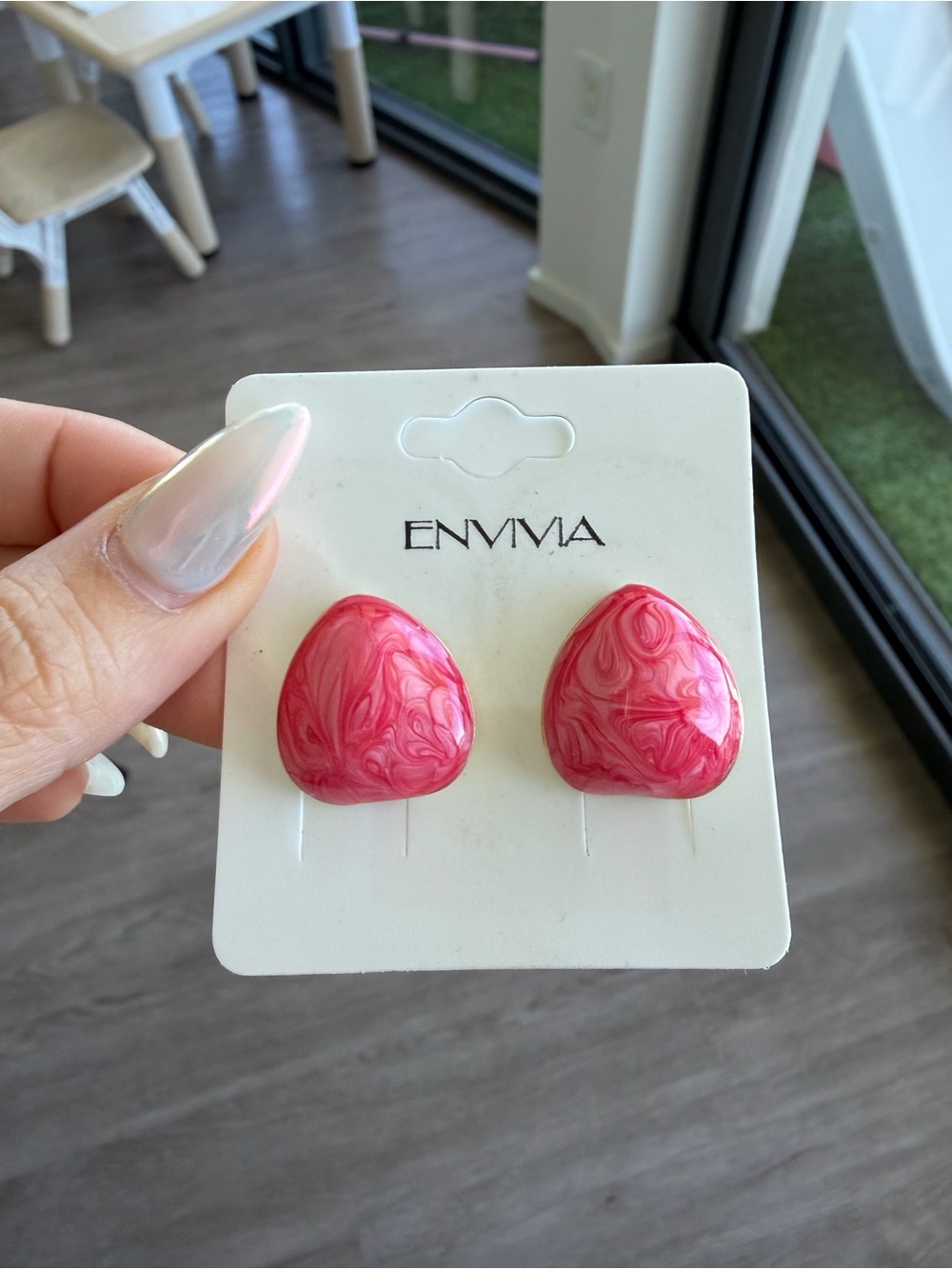 Envivia Pink Marbled Stud Earrings - Women Accessories - NWT - not real gold